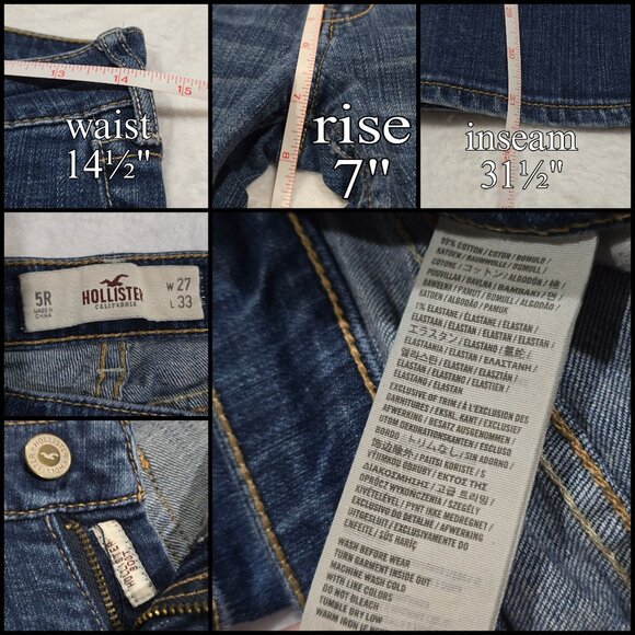 Hollister Bootcut Jeans – Distressed Blue Denim Stretch Mid-Rise Casual EUC 5 - Picture 6 of 7